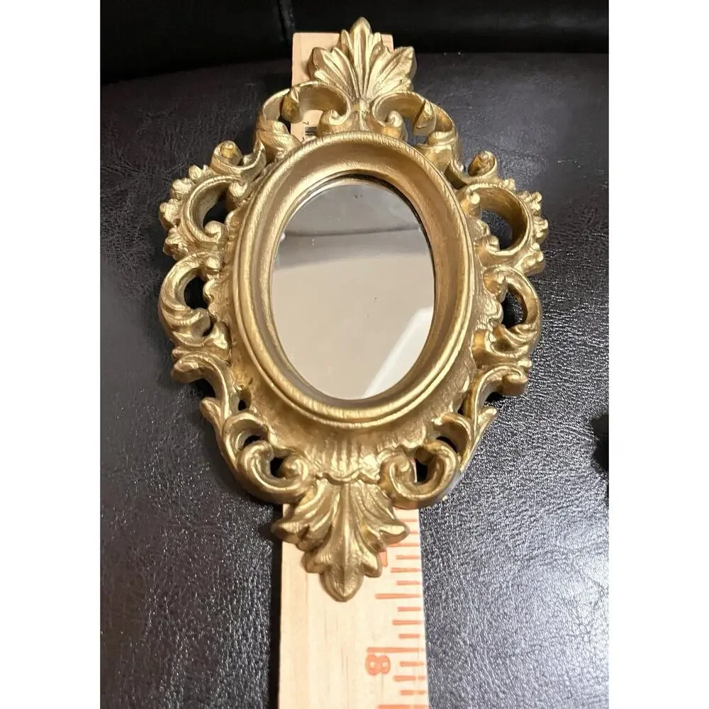 2 Vintage Small Hollywood Regency Mirror Frame Burwood Ornate Gold Tone USA